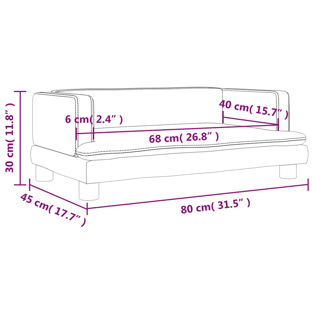 Divano per Bambini Marrone 80x45x30 cm in Velluto | homemem39