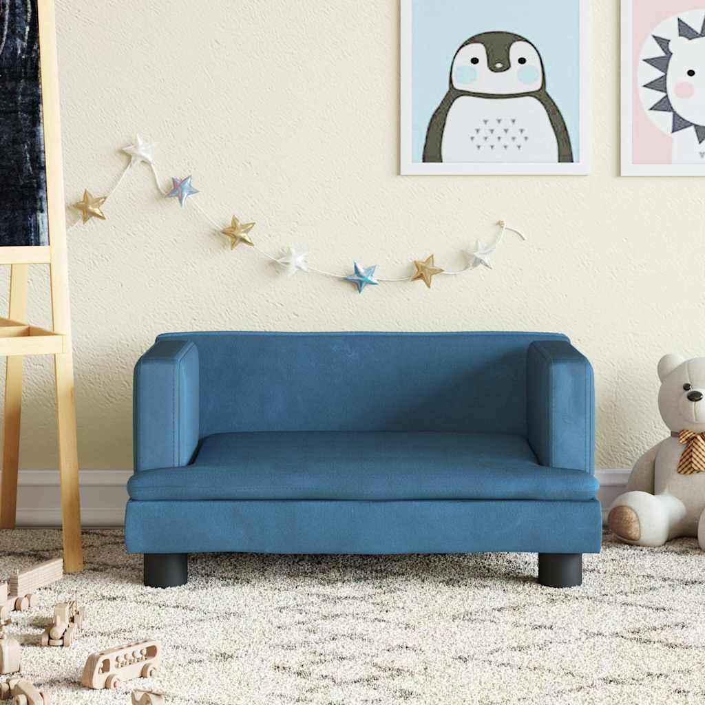 Divano per Bambini Blu 60x40x30 cm in Velluto | homemem39