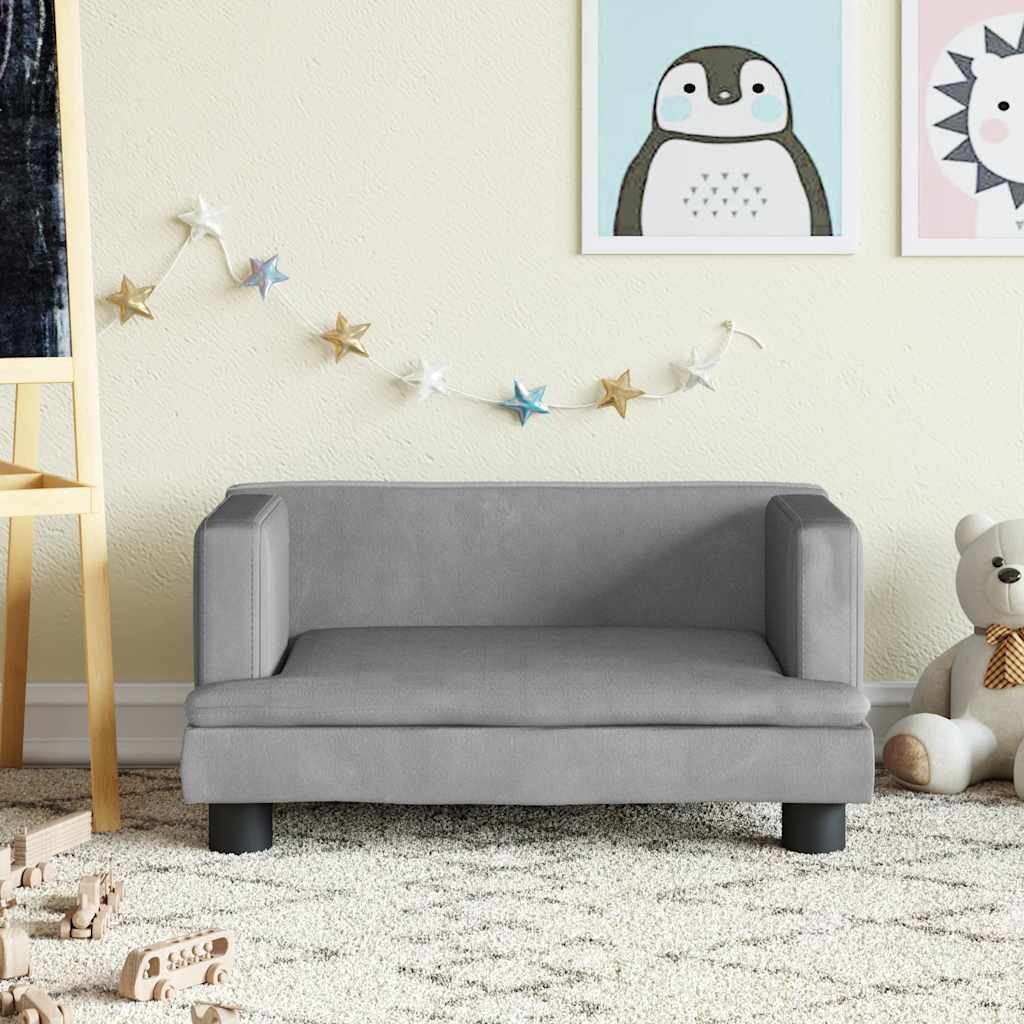 Divano per Bambini Grigio Chiaro 60x40x30 cm in Velluto | homemem39