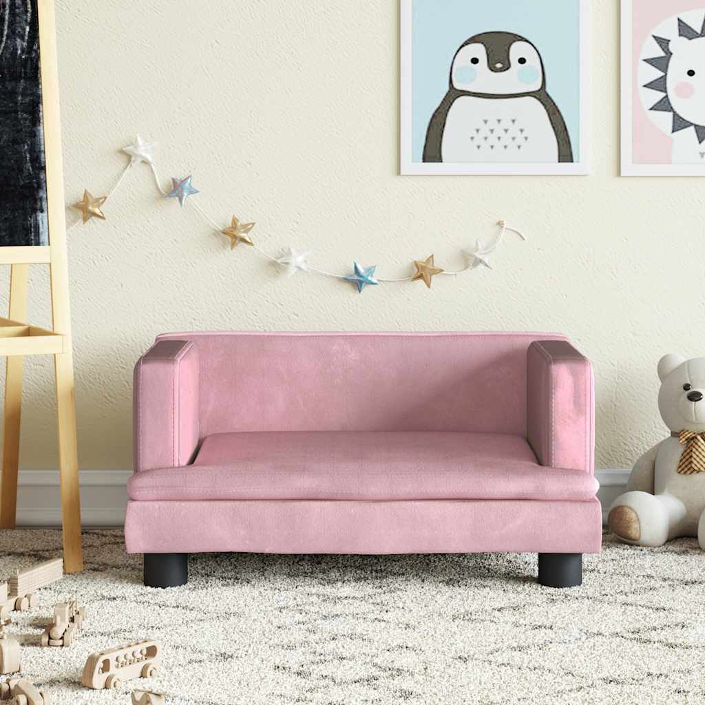 Divano per Bambini Rosa 60x40x30 cm in Velluto | homemem39