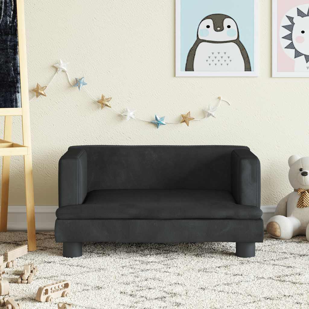 Divano per Bambini Nero 60x40x30 cm in Velluto | homemem39
