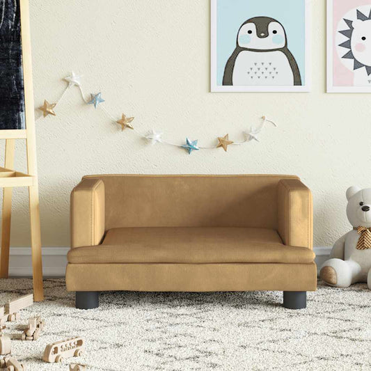 Divano per Bambini Marrone 60x40x30 cm in Velluto - homemem39