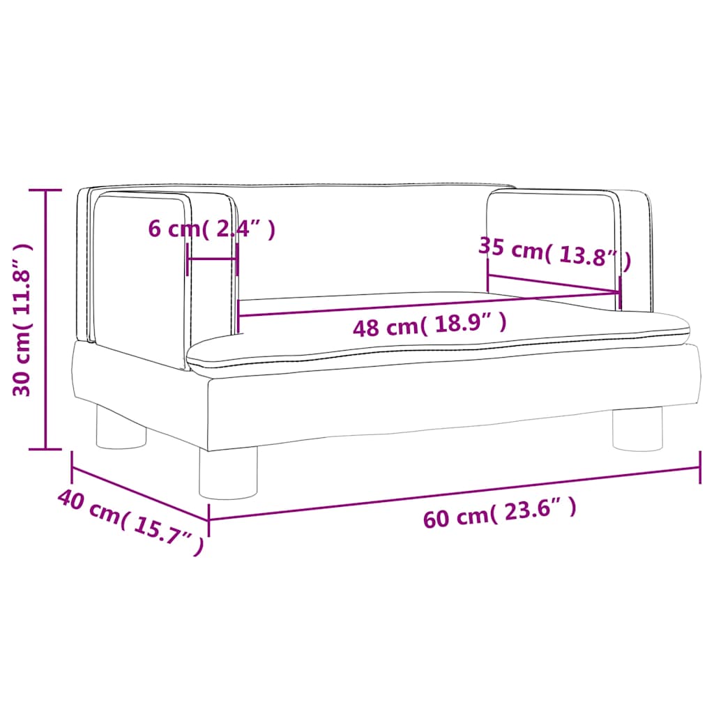 Divano per Bambini Crema 60x40x30 cm in Velluto | homemem39