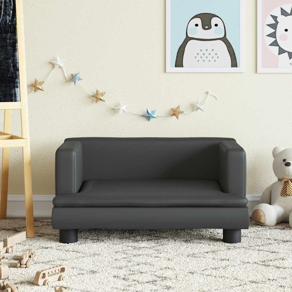 Divano per Bambini Nero 60x40x30 cm in Similpelle | homemem39