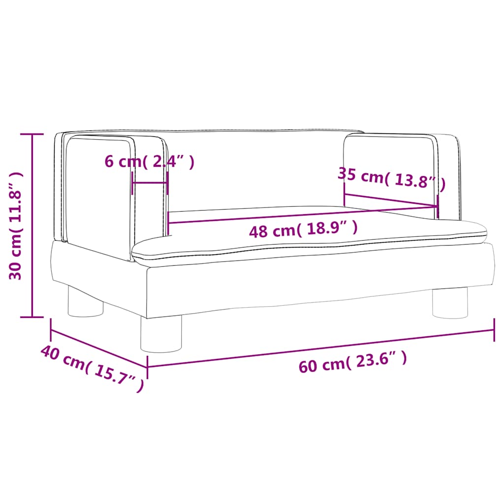 Divano per Bambini Crema 60x40x30 cm in Similpelle | homemem39