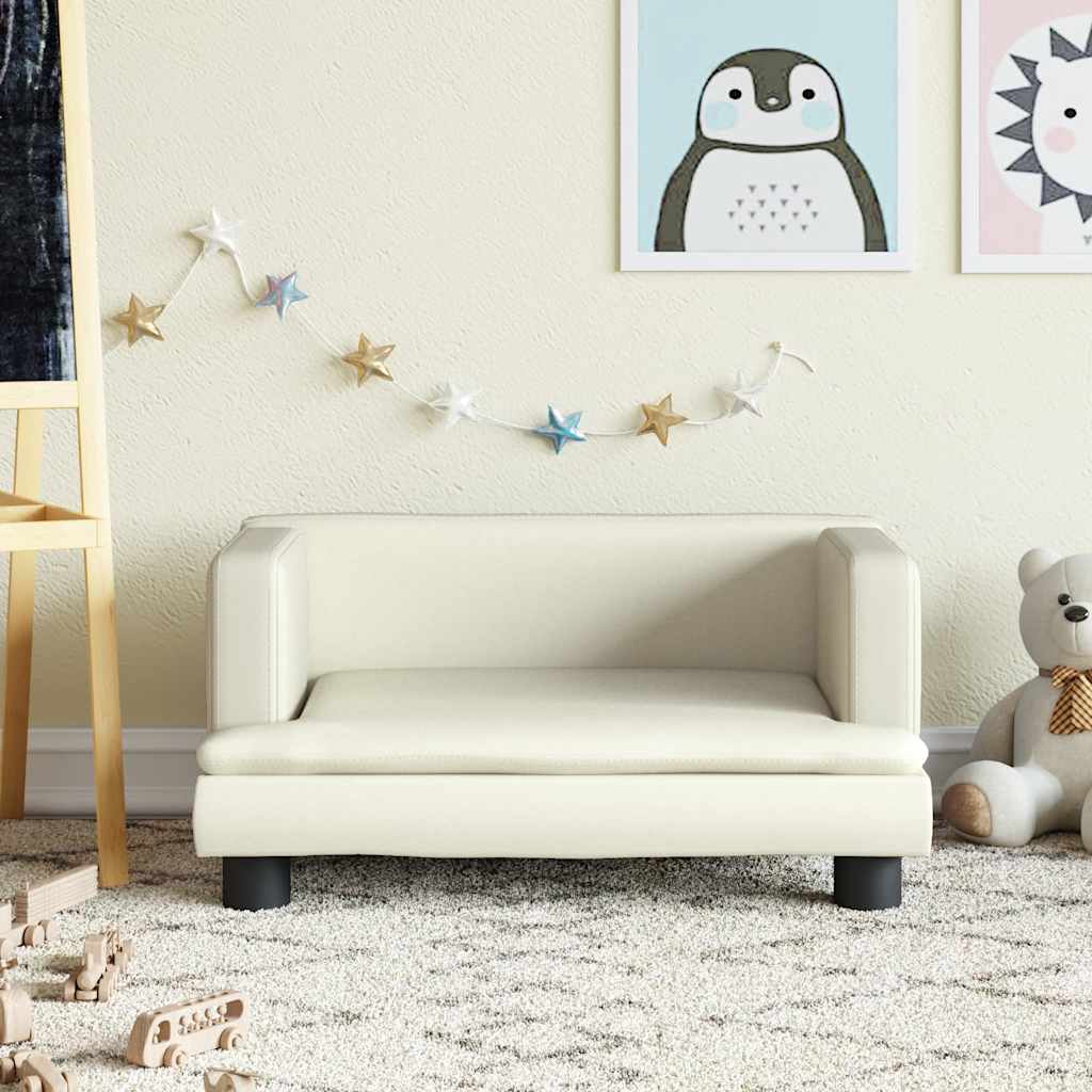 Divano per Bambini Crema 60x40x30 cm in Similpelle