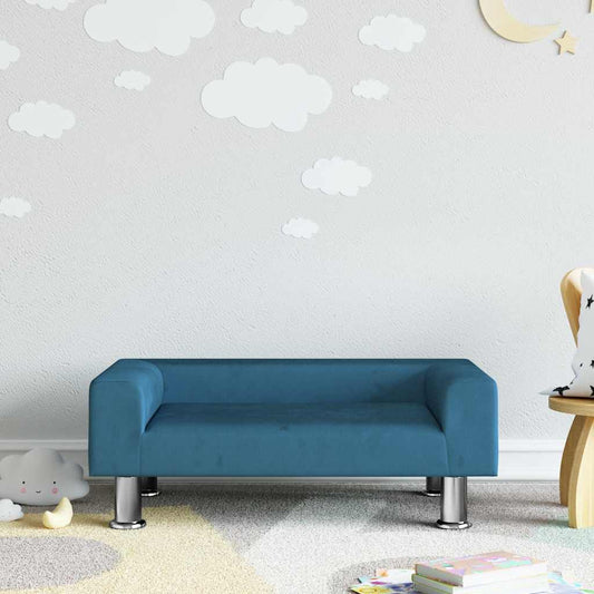 Divano per Bambini Blu 70x45x26,5 cm in Velluto - homemem39