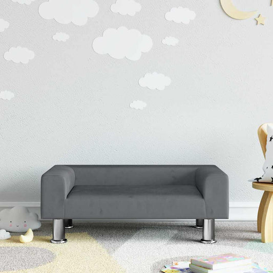 Divano per Bambini Grigio Scuro 70x45x26,5 cm in Velluto - homemem39