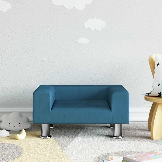 Divano per Bambini Blu 50x40x26,5 cm in Velluto - homemem39