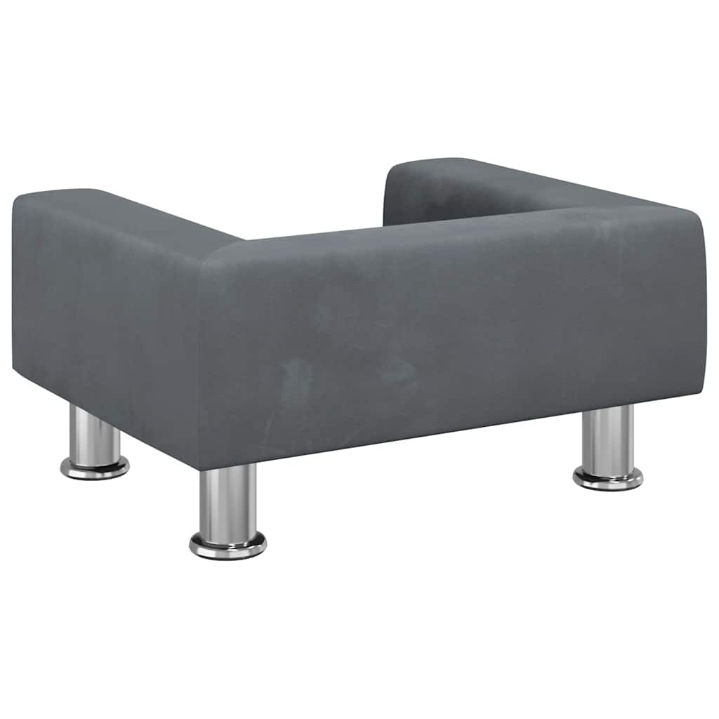 Divano per Bambini Grigio Scuro 50x40x26,5 cm in Velluto | homemem39