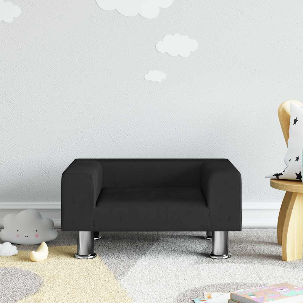 Divano per Bambini Nero 50x40x26,5 cm in Velluto | homemem39