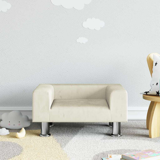 Divano per Bambini Crema 50x40x26,5 cm in Velluto - homemem39