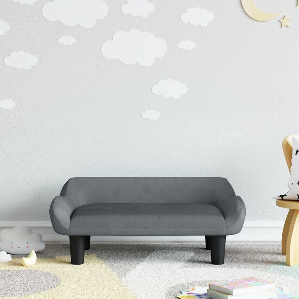 Divano per Bambini Grigio Scuro 70x40x24 cm in Velluto
