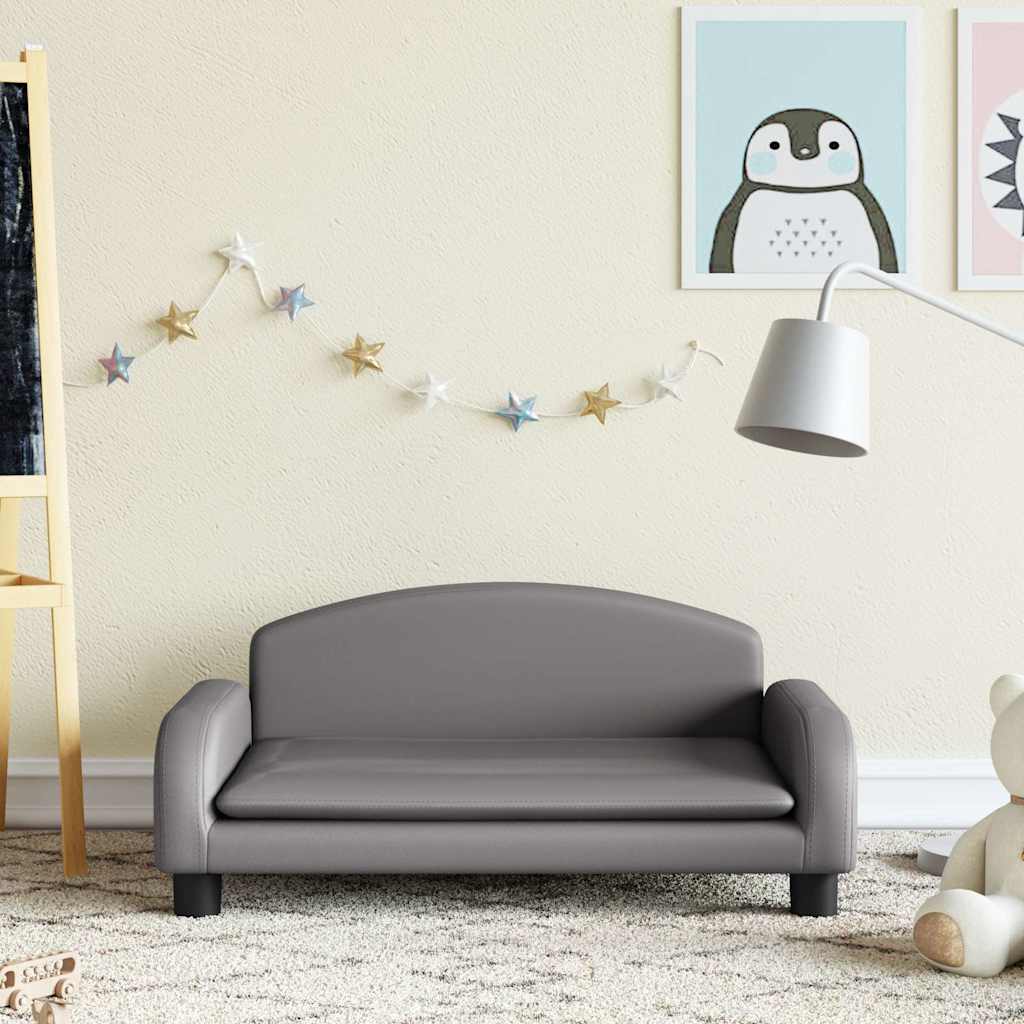 Divano per Bambini Grigio 70x45x30 cm in Similpelle