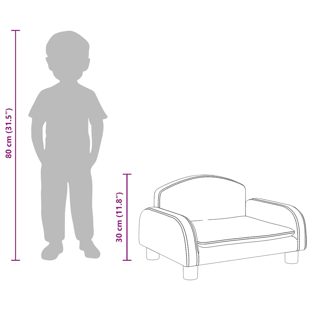 Divano per Bambini Grigio Scuro 50x40x30 cm in Tessuto | homemem39