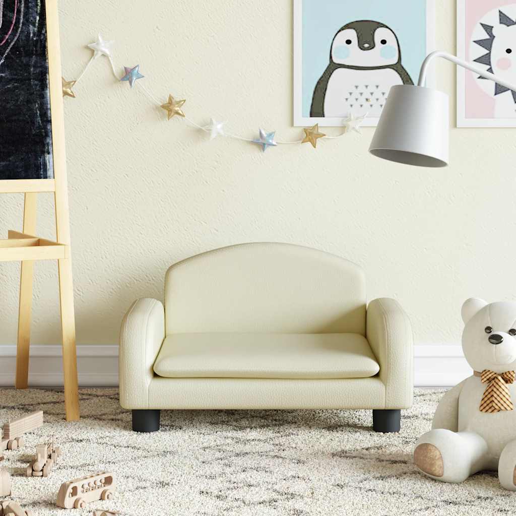 Divano per Bambini Crema 50x40x30 cm in Similpelle | homemem39