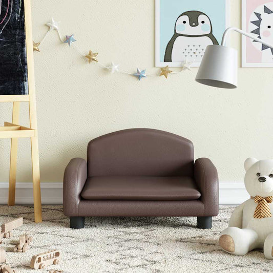 Divano per Bambini Marrone 50x40x30 cm in Similpelle | homemem39
