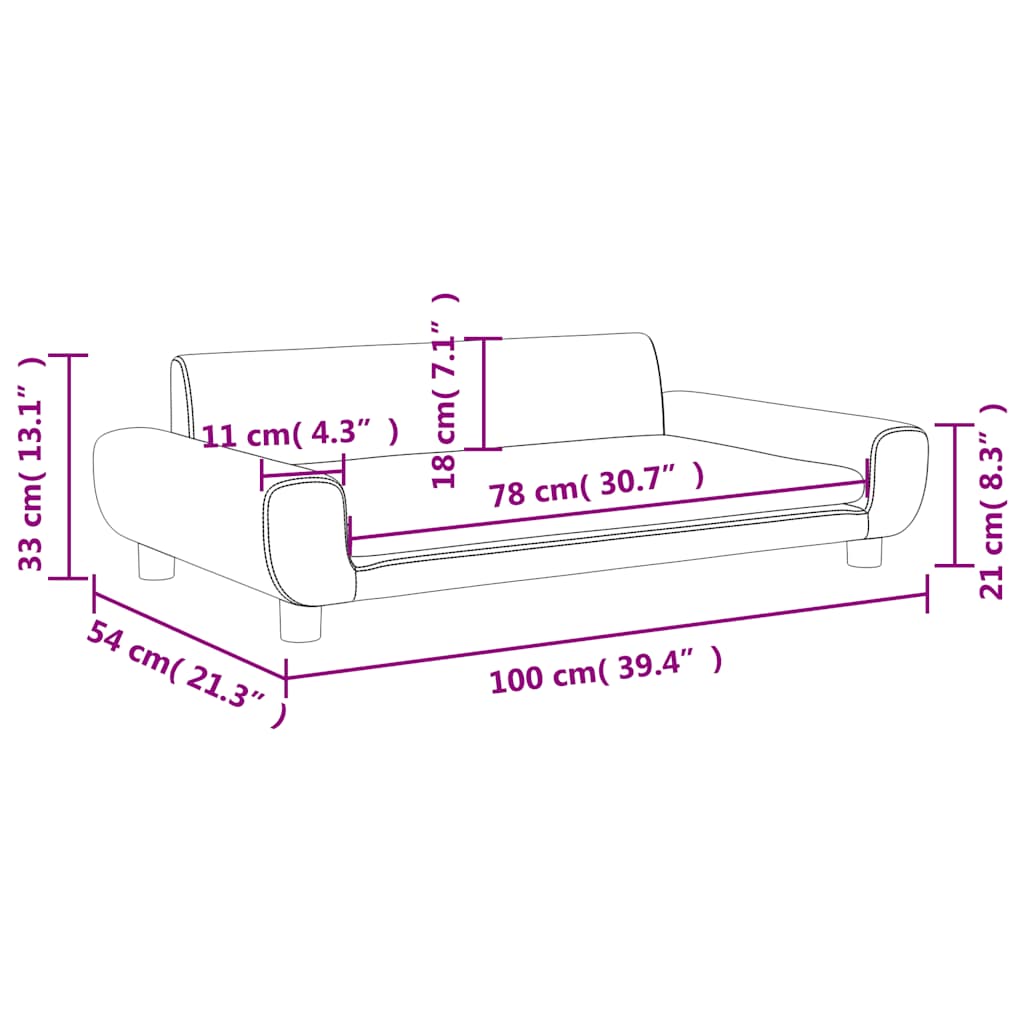 Divano per Bambini Grigio Scuro 100x54x33 cm in Velluto | homemem39