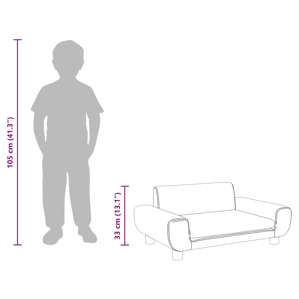 Divano per Bambini Grigio Chiaro 70x45x33 cm in Velluto | homemem39
