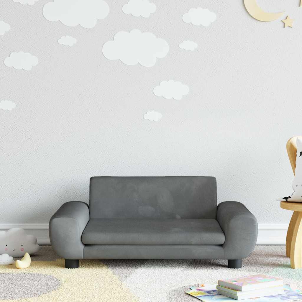Divano per Bambini Grigio Scuro 70x45x33 cm in Velluto - homemem39