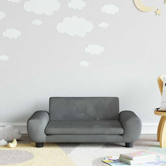 Divano per Bambini Grigio Scuro 70x45x33 cm in Velluto - homemem39