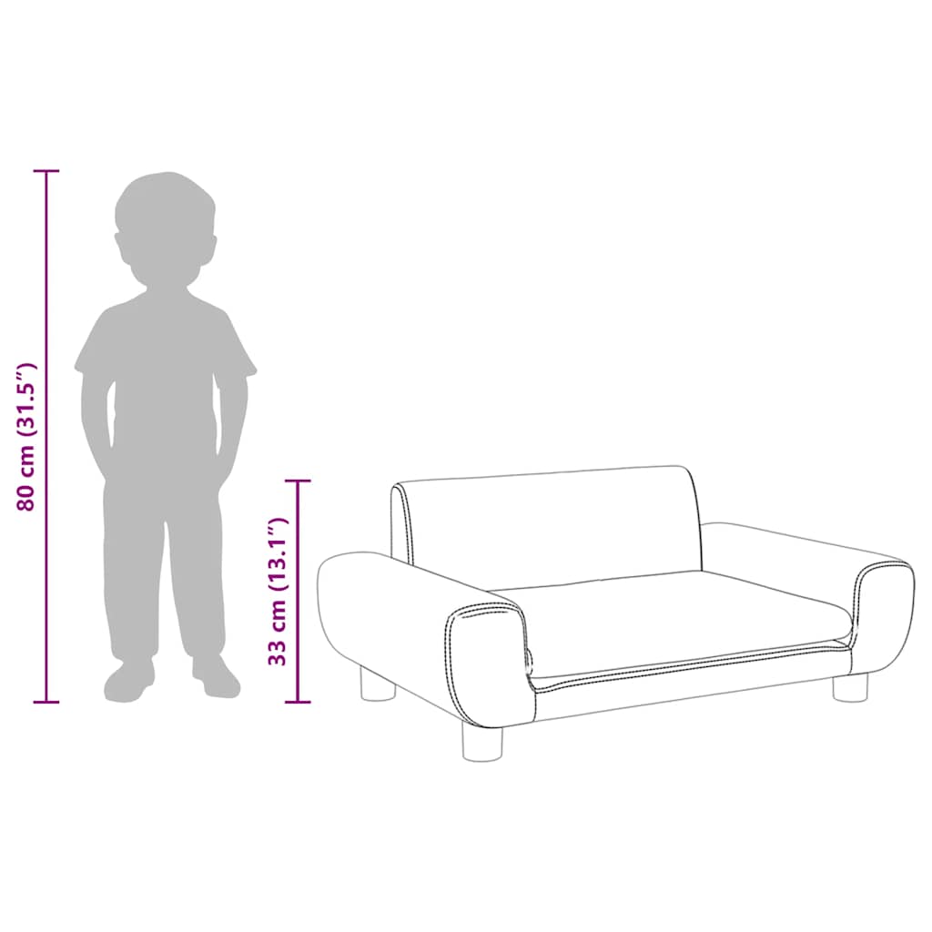 Divano per Bambini Nero 70x45x33 cm in Velluto - homemem39