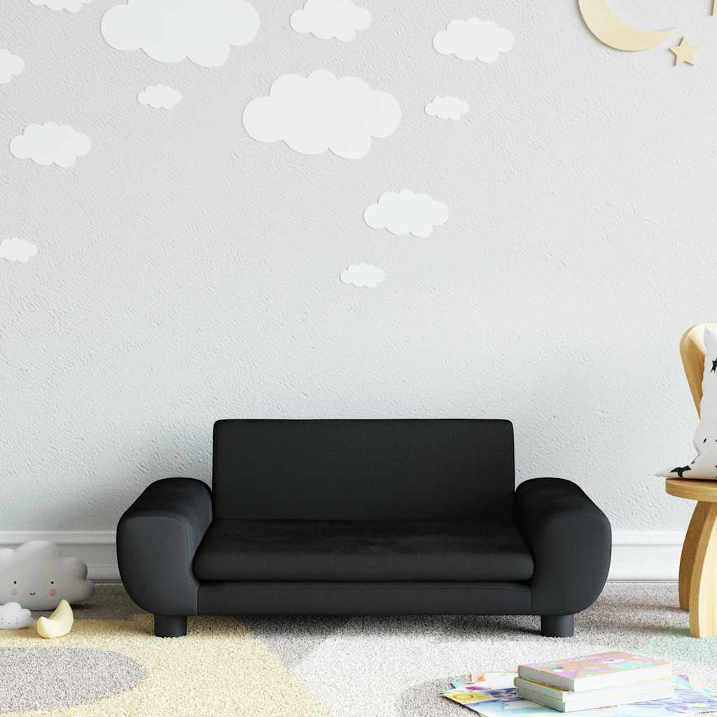 Divano per Bambini Nero 70x45x33 cm in Velluto | homemem39