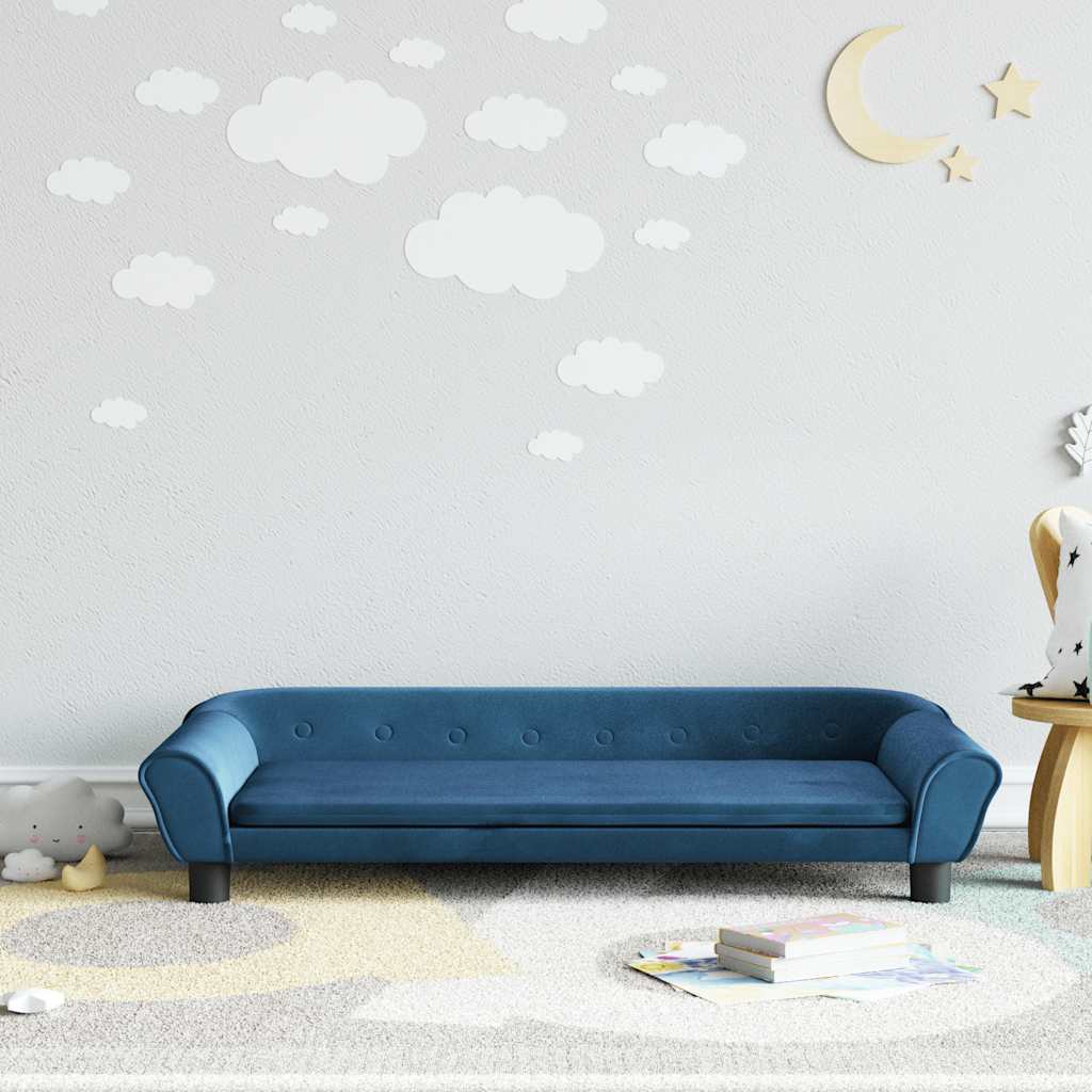 Divano per Bambini Blu 100x50x26 cm in Velluto | homemem39