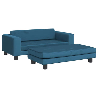 Divano per Bambini con Poggiapiedi Blu 100x50x30 cm in Velluto | homemem39