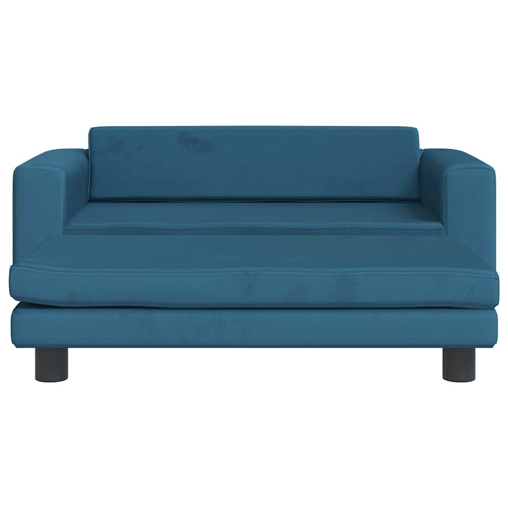 Divano per Bambini con Poggiapiedi Blu 100x50x30 cm in Velluto | homemem39