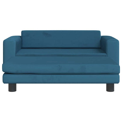 Divano per Bambini con Poggiapiedi Blu 100x50x30 cm in Velluto | homemem39