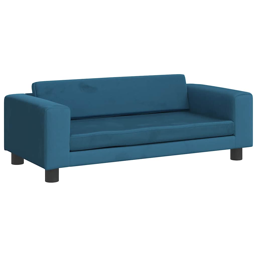 Divano per Bambini con Poggiapiedi Blu 100x50x30 cm in Velluto | homemem39