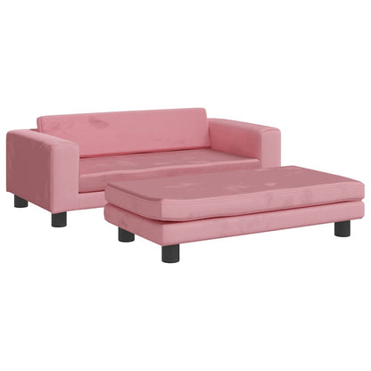 Divano per Bambini con Poggiapiedi Rosa 100x50x30 cm in Velluto | homemem39