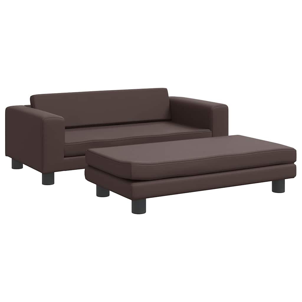 Divano Bambini con Poggiapiedi Marrone 100x50x30 cm Similpelle | homemem39