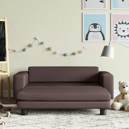 Divano Bambini con Poggiapiedi Marrone 100x50x30 cm Similpelle | homemem39