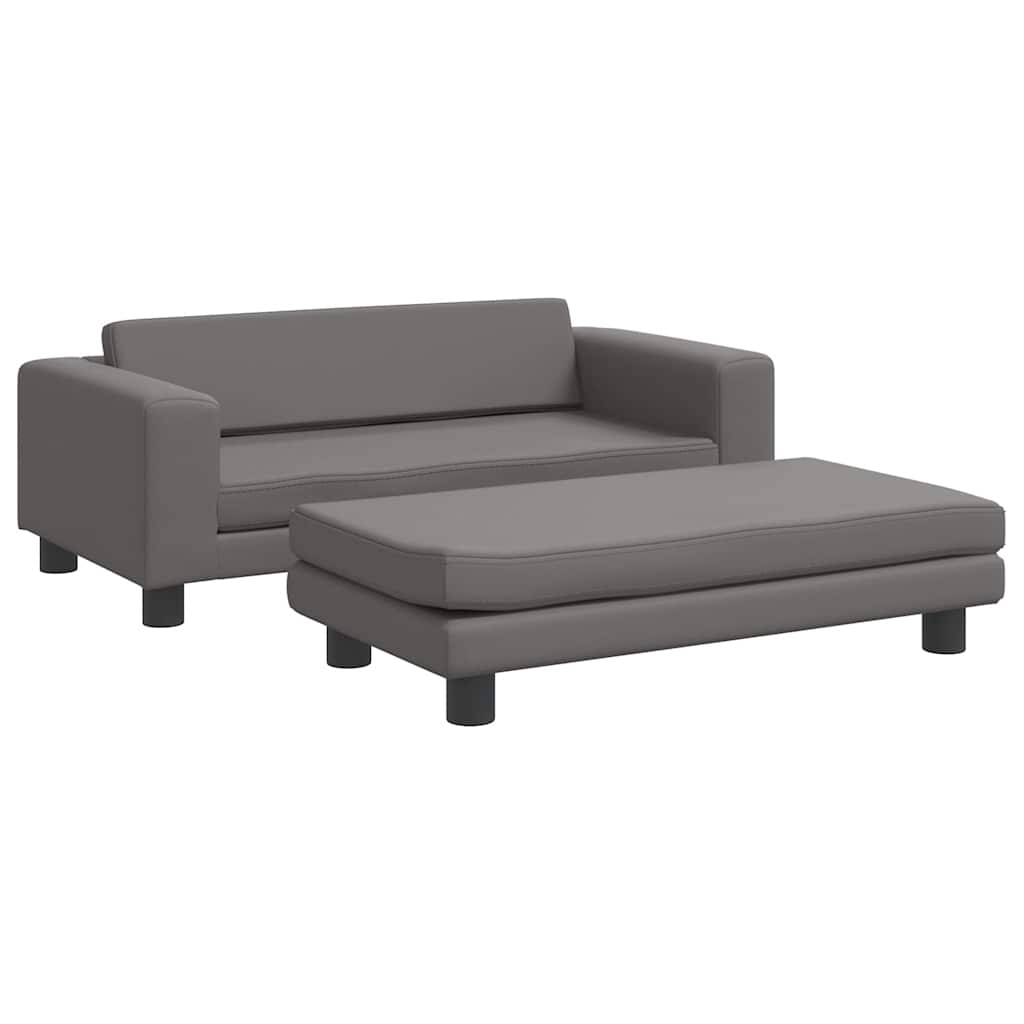 Divano Bambini con Poggiapiedi Grigio 100x50x30 cm Similpelle | homemem39