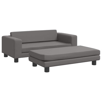Divano Bambini con Poggiapiedi Grigio 100x50x30 cm Similpelle | homemem39