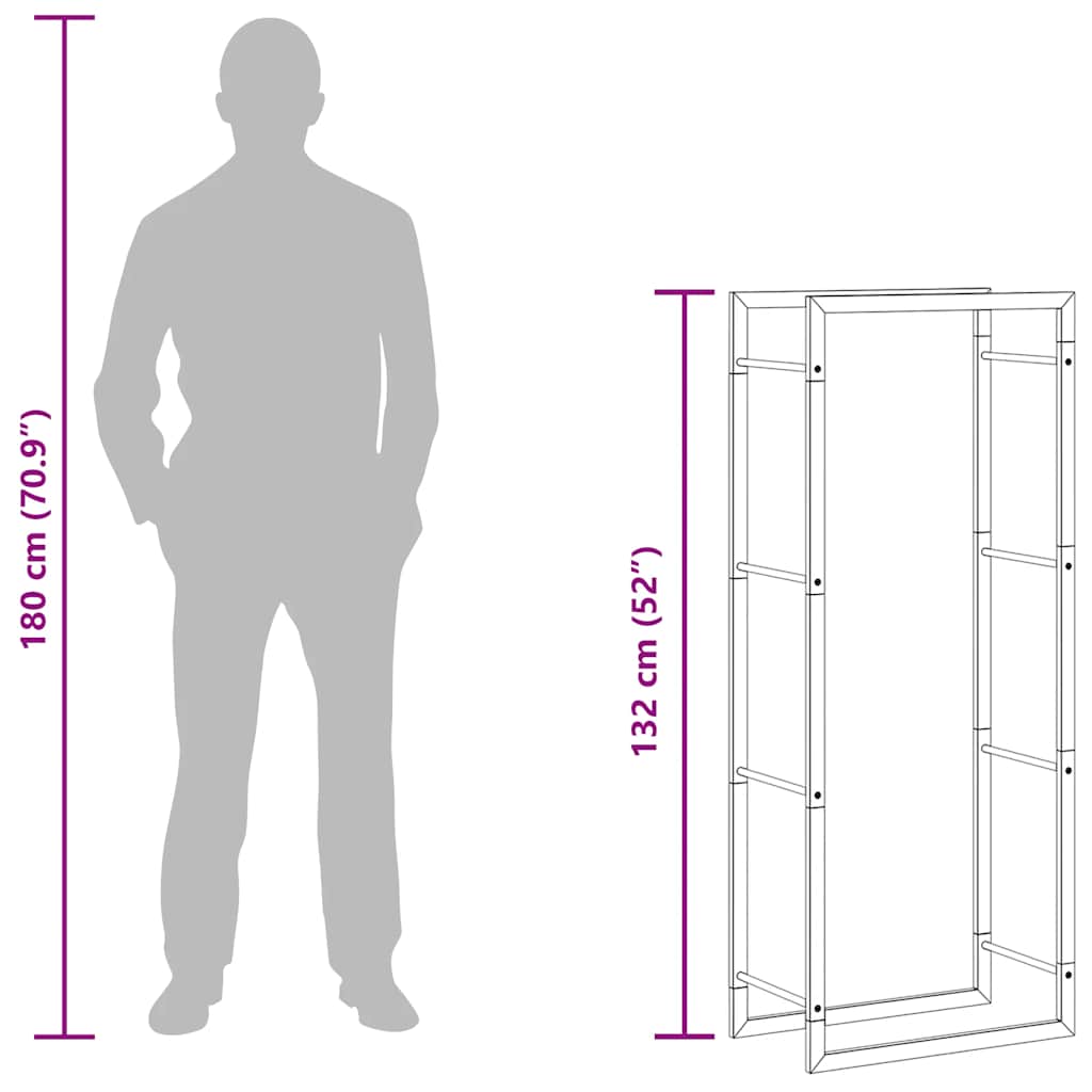 Wood holder 50x28x132 cm in Stainless Steel