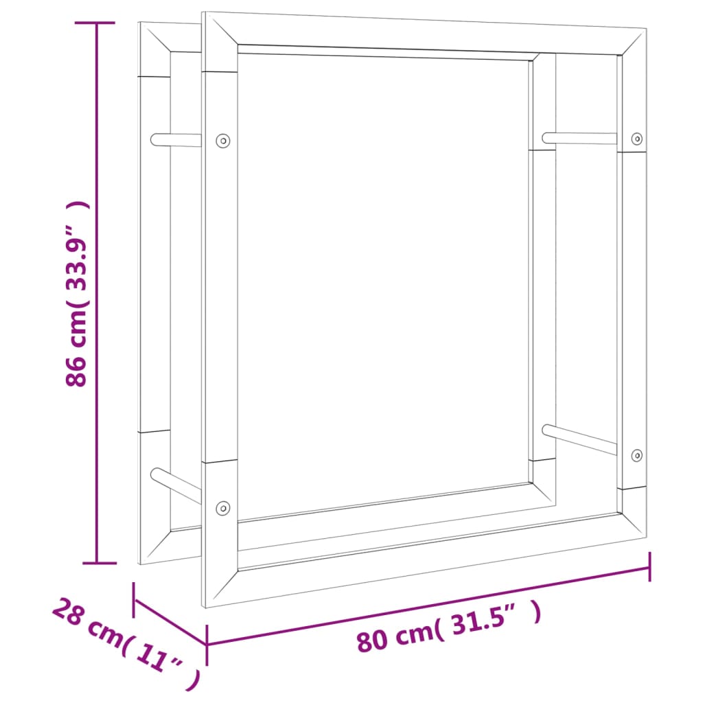 Portalegna 80x28x86 cm in Acciaio Inossidabile - homemem39