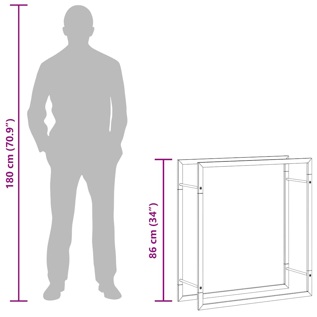 Wood holder 80x28x86 cm in Stainless Steel