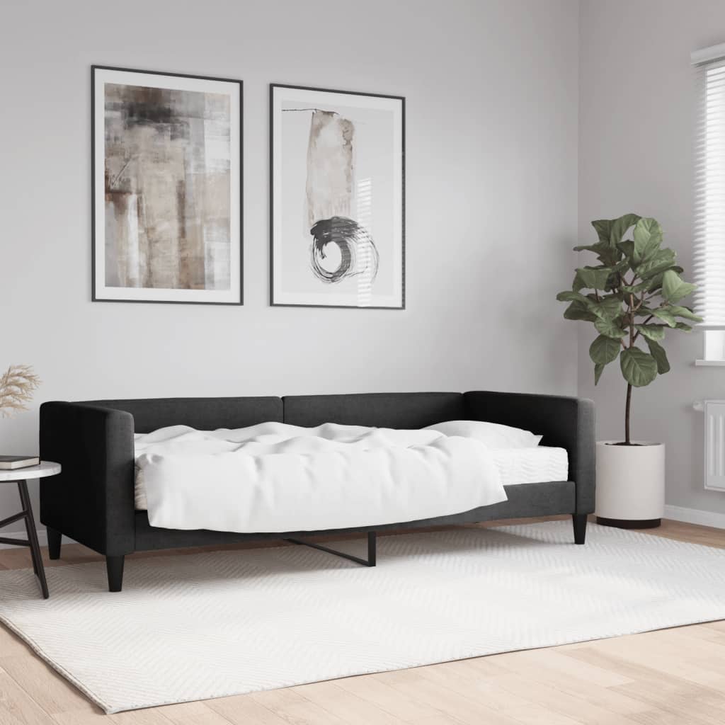 Divano Letto con Materasso Nero 80x200 cm in Tessuto - homemem39