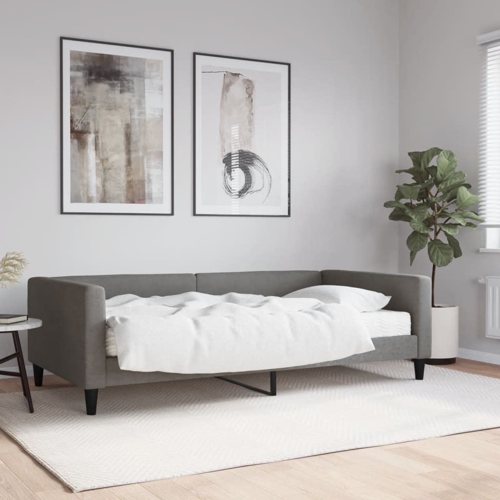 Divano Letto con Materasso Grigio Scuro 100x200 cm in Tessuto - homemem39