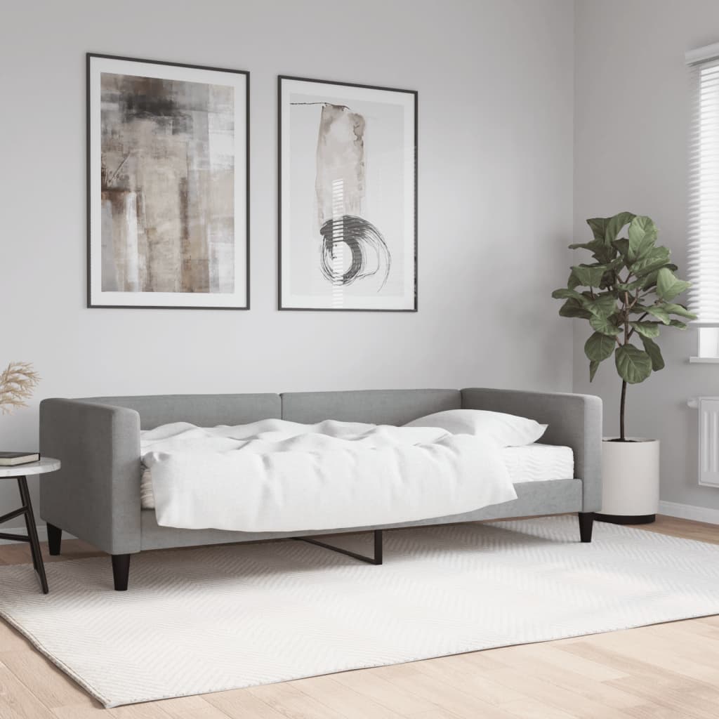 Divano Letto con Materasso Grigio Chiaro 90x190 cm in Tessuto - homemem39