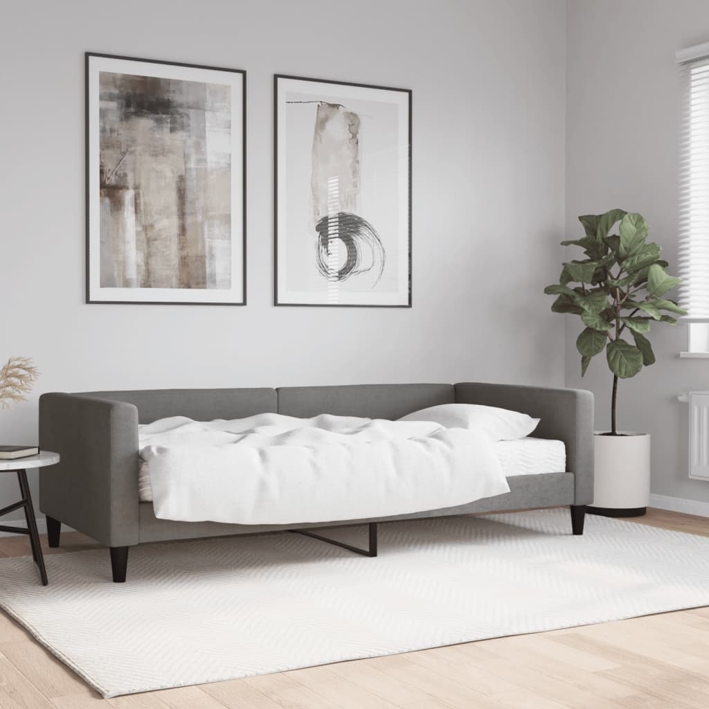 Divano Letto con Materasso Grigio Scuro 90x190 cm in Tessuto - homemem39