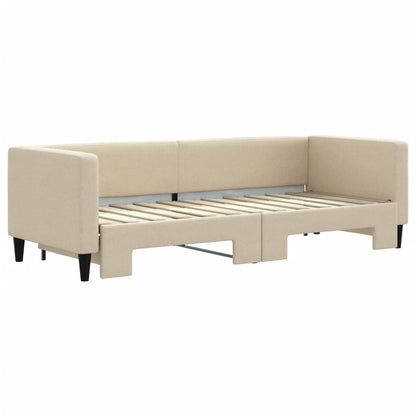 Divano Letto con Letto Estraibile Crema 80x200 cm Tessuto - homemem39