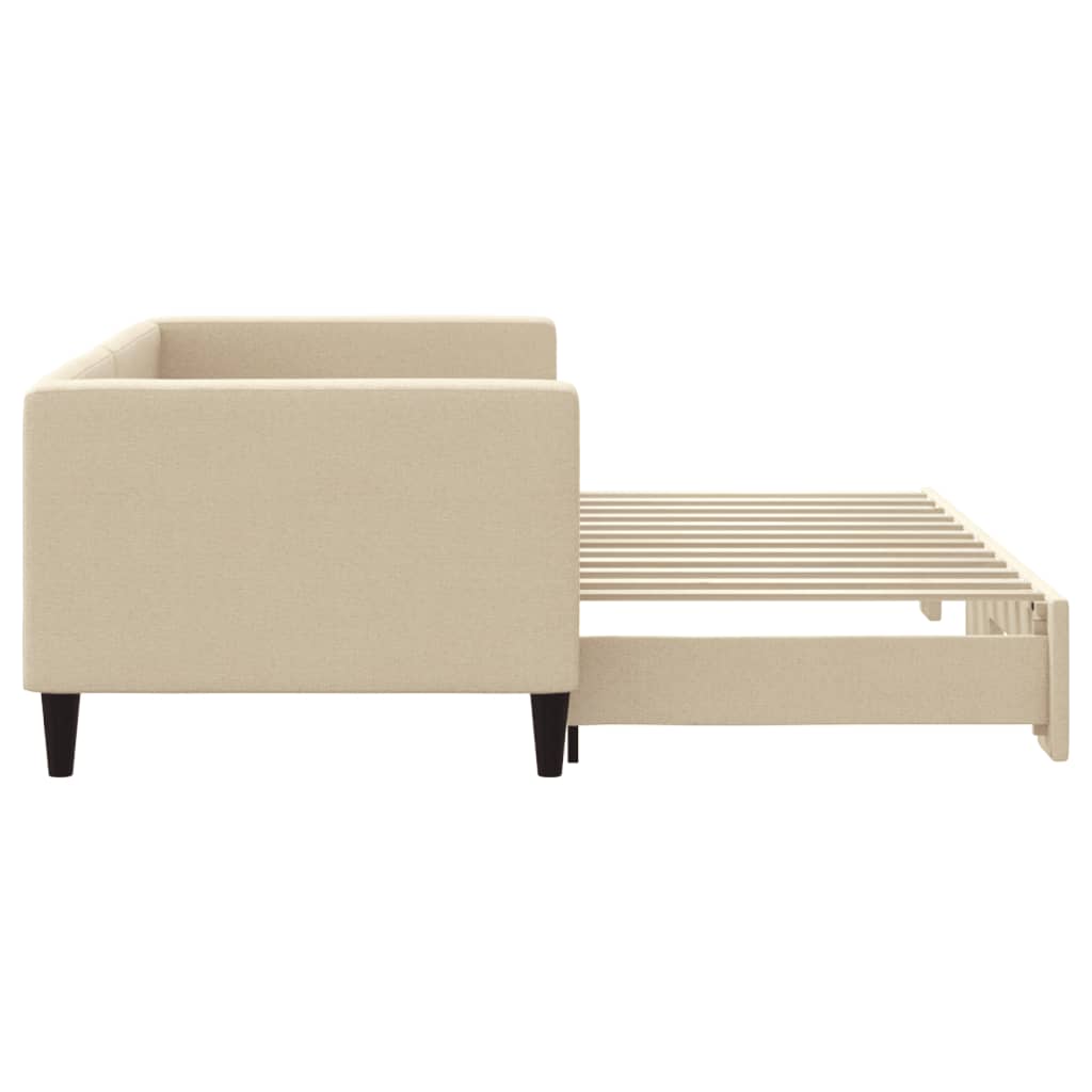 Divano Letto con Letto Estraibile Crema 80x200 cm Tessuto