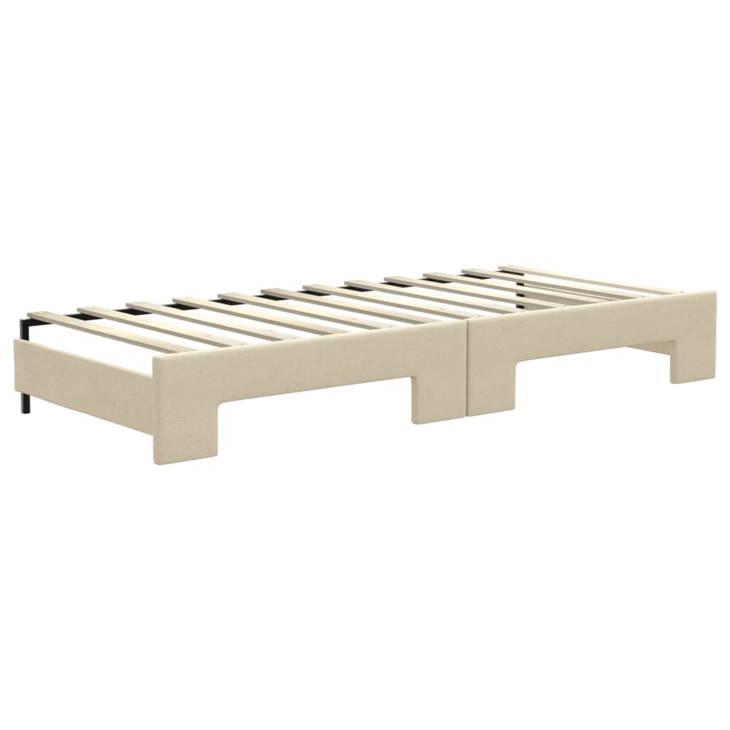 Divano Letto con Letto Estraibile Crema 80x200 cm Tessuto