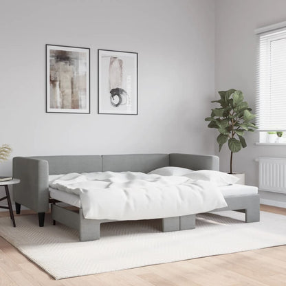 Divano Letto con Letto Estraibile Grigio Chiaro 90x200 Tessuto | homemem39
