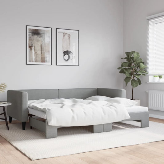Divano Letto con Letto Estraibile Grigio Chiaro 90x200 Tessuto | homemem39