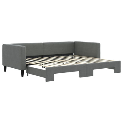 Divano Letto con Letto Estraibile Grigio Scuro 90x200cm Tessuto